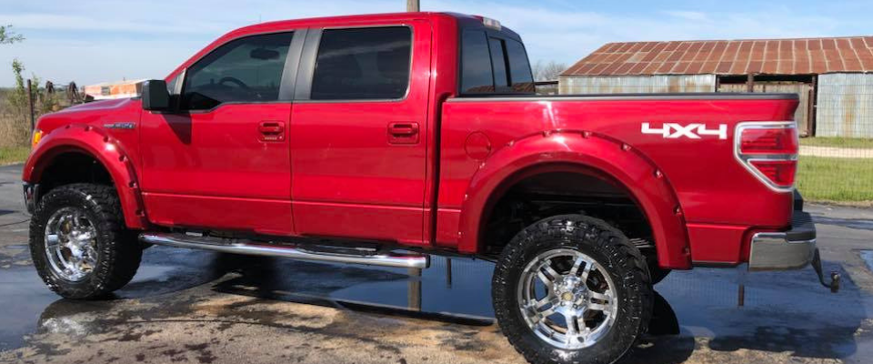 Newly detailed red truck 